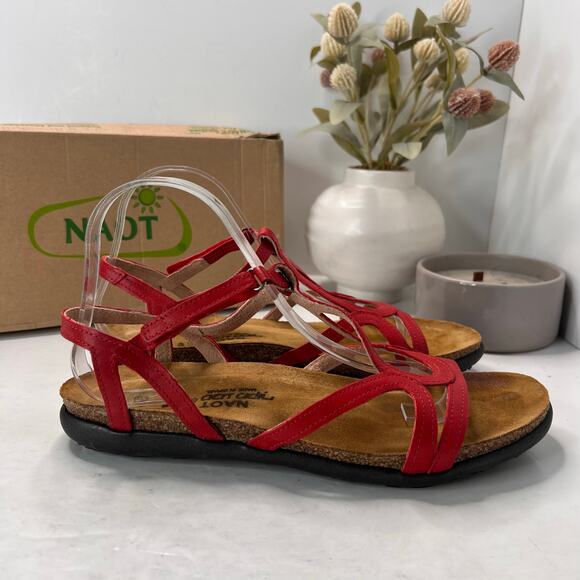 Naot Dorith Strappy Comfort Flat Sandal Leather Kiss Red Women's US 10 EU 41 - Picture 4 of 11
